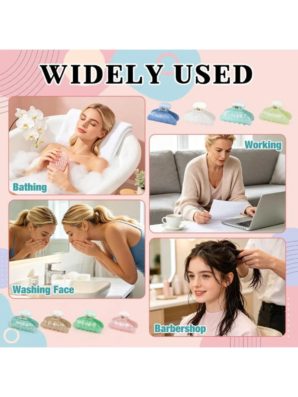 10pcs Colorful Acrylic Hair Claw Clips - Large Cute Fashion Accessories for